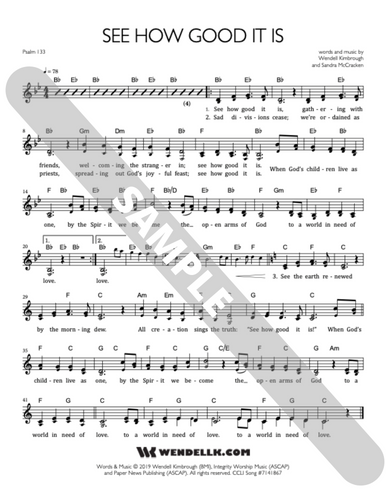 See How Good It Is (Psalm 133) Chords and Lead sheets - Digital Download